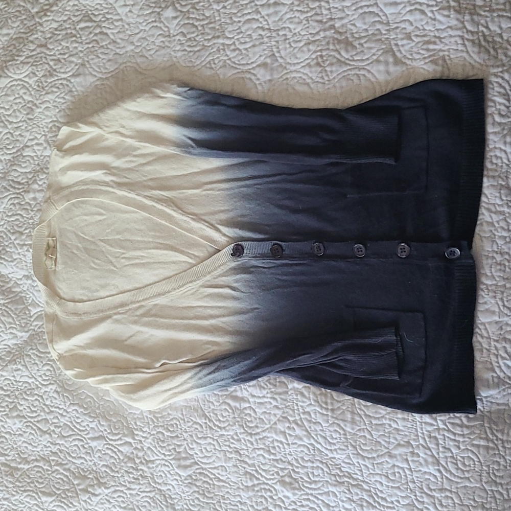 Pink Rose Ombre White Blue Navy Cardigan